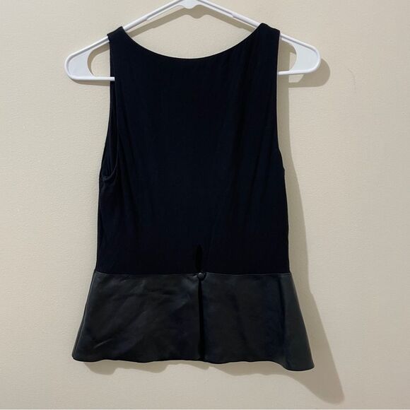 Bailey 44 Black Sleeveless Tank Top W/ Leather Peplum Bottom Size Small - Picture 6 of 7